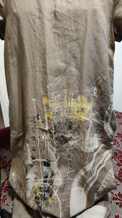 Рокля лен 100% доста дълга, с щампа