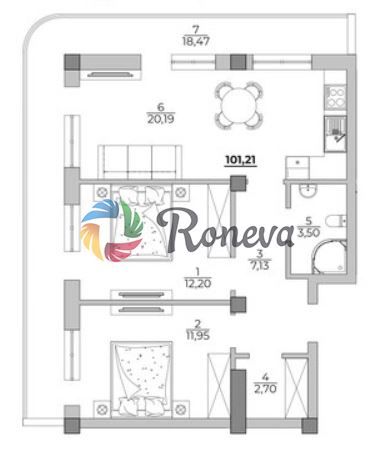 Тристаен апартамент к.к. Чайка