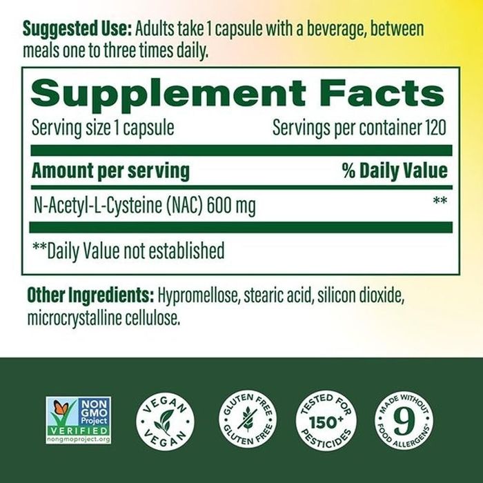 N-ацетилцистеин MegaFood NAC Supplement N-Acetyl Cysteine600мг120 капс
