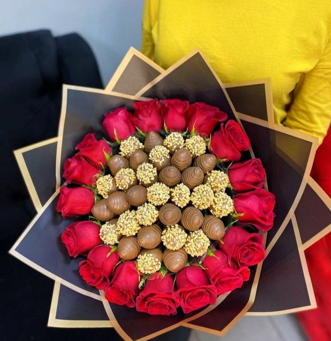 Клубника в шоколаде Финики в шоколаде букет корзина цветы, подарок гул