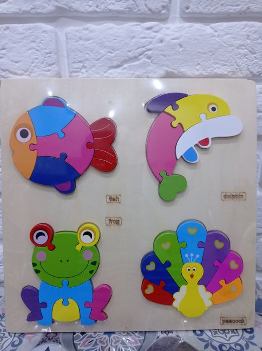 Деревянные пазлы 4 в 1