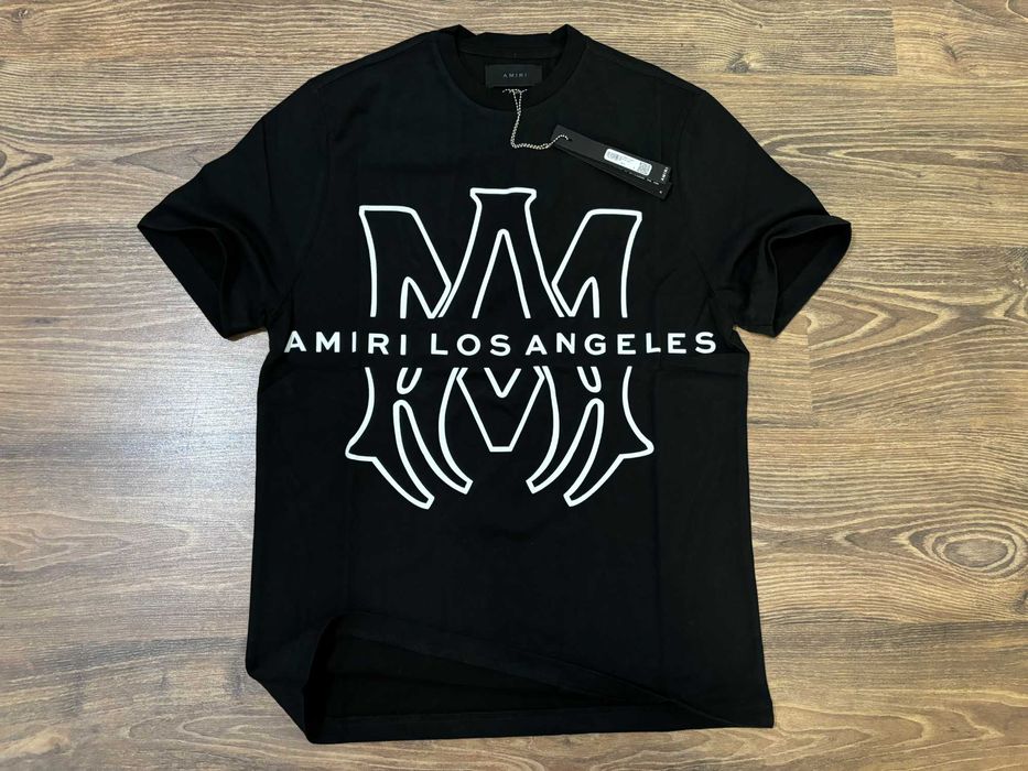 Мъжка тениска Amiri Los Angeles Regular Fit Черна/Бяла