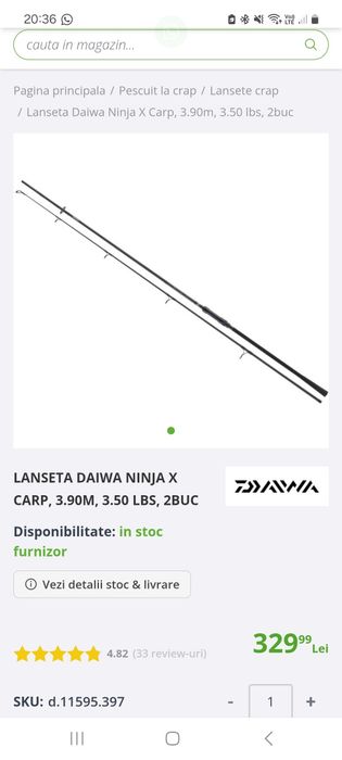 Set 3 lansete crap daiwa ninja x de 3.90m 3,5lb 2tronsoane