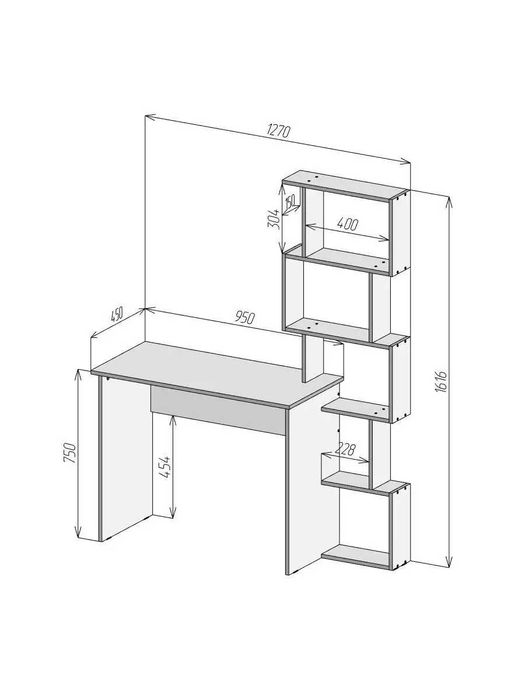 Письменный компьютерный стол с полками —  (ЛМДФ, YANA ECO MEBEL)