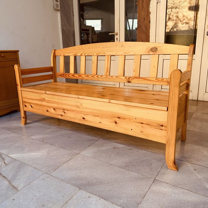 Шведска пейка с ракла – масивно дърво, скандинавски стил