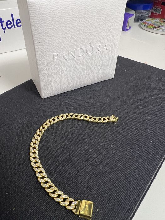 Brățară cu lanț cuban pavé Placare din aur de 14 k