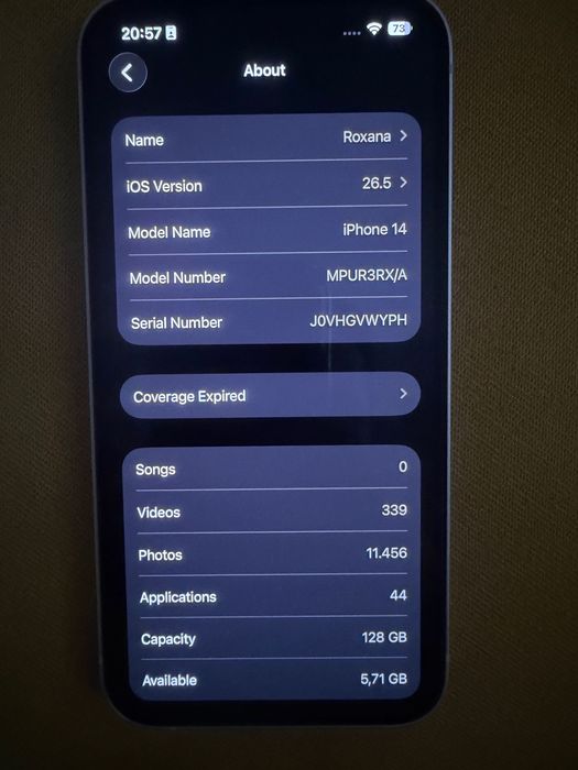 iPhone 14 128GB Starlight - Impecabil, Baterie 90%, Cutie completă si garantie