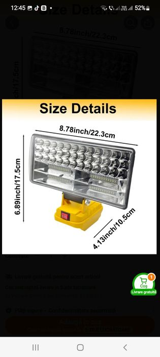 Reflector pe baterie DeWalt