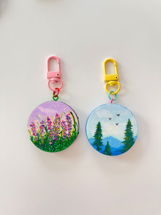 Brelocuri Handmade, lemn, pictate manual - 2 perechi ediție limitată