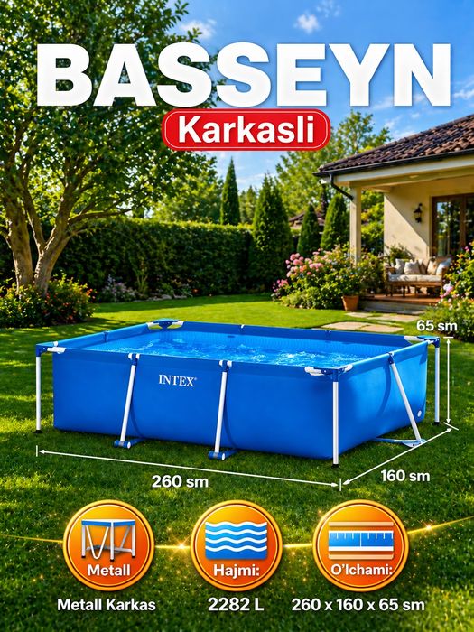 Karkasli basseyn Intex 260×160×65 sm, 2282L