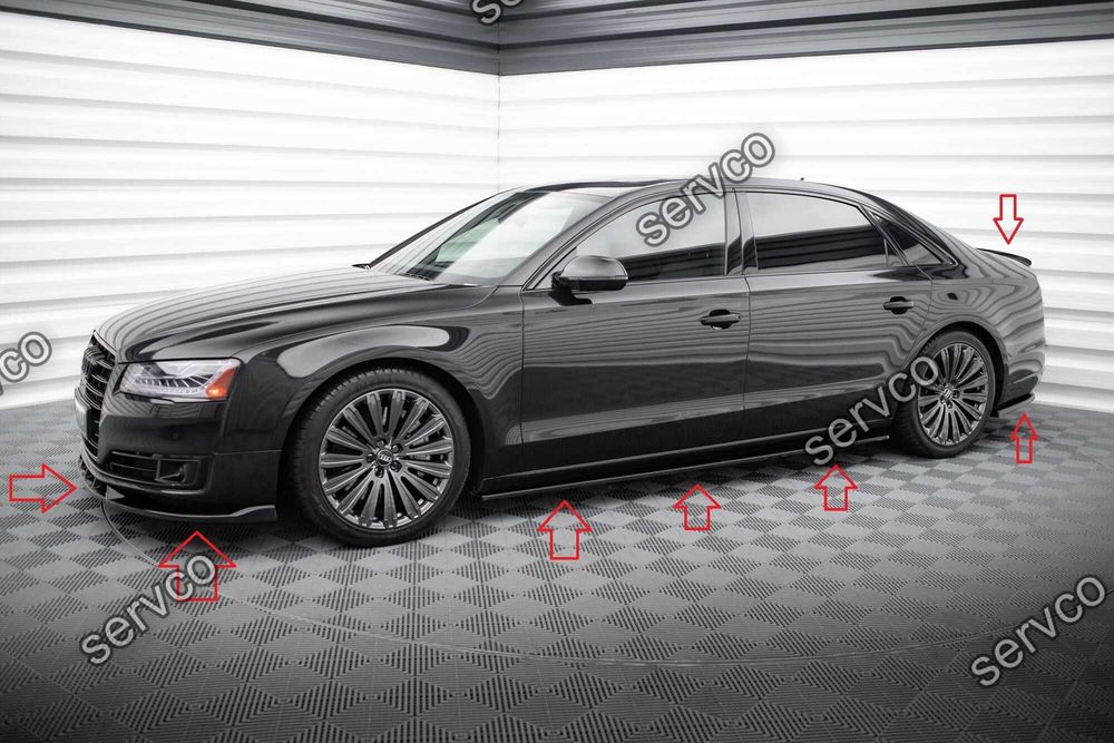 Pachet Set Splitter Exterior Lip Prelungiri Body kit tuning Audi A8 Long D4 Facelift 2013-2017 v5 - Maxton Design