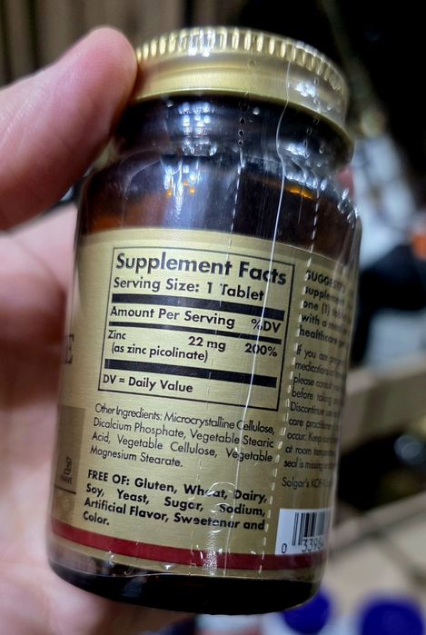 ДОСТАВКИ НЕТ Solgar цинк пиколинат 22мг 100шт 130 000 Made in USA