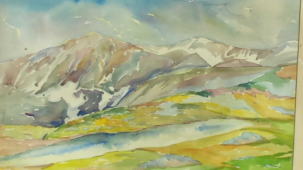 Картина Планински Пейзаж 1969 г Акварел/ Николай Дабов