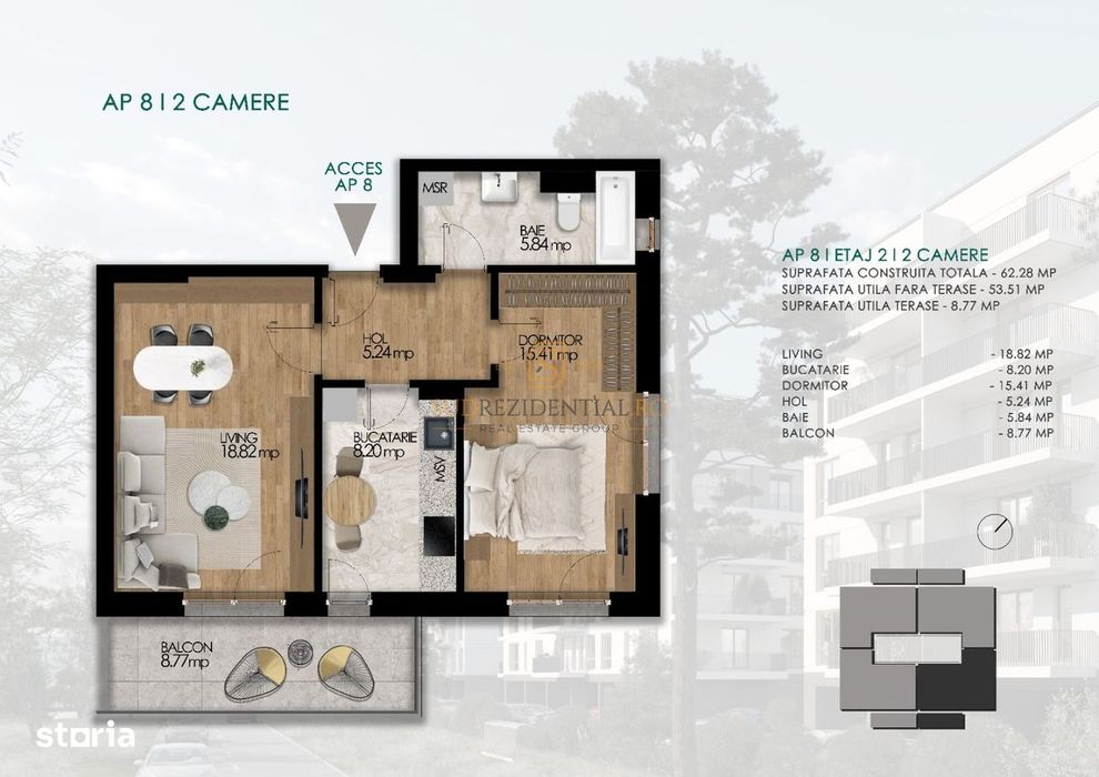 Apartament decomandat cu 2 camere de vanzare,Gama Residence, Oltenitei