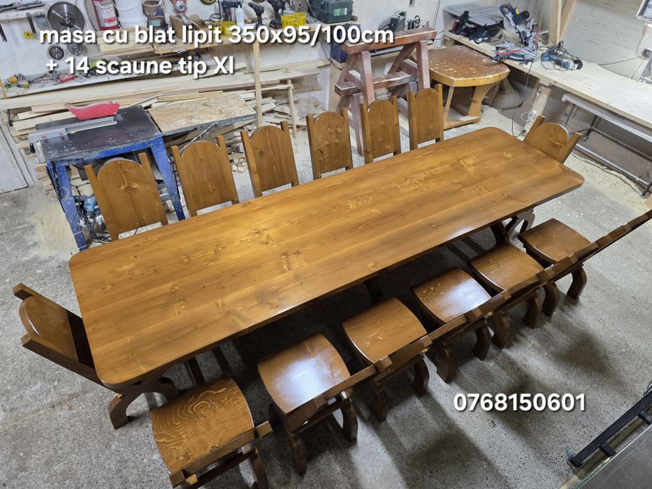 Set masa  12/14  pers . Masa cu 12 sau 14 scaune . Mobilier terasa.