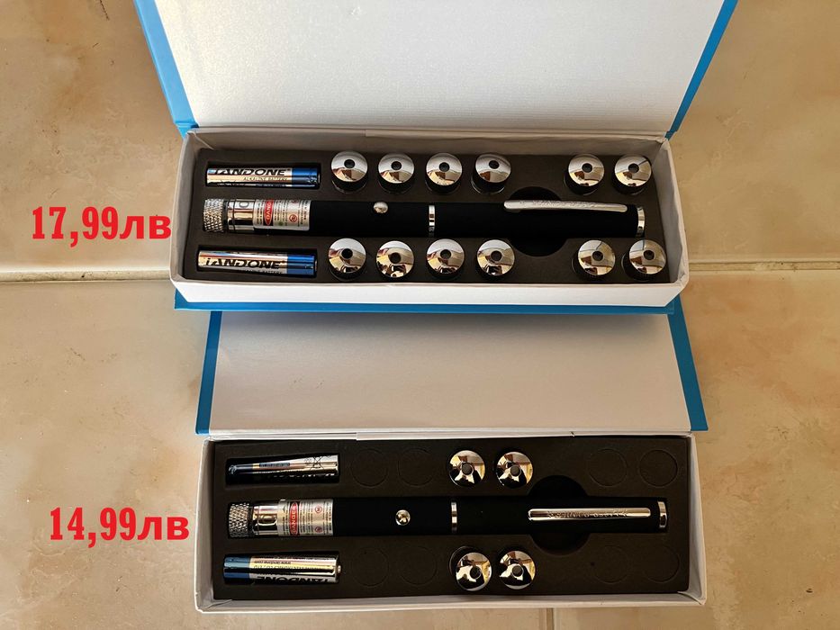 Мощен Лазер с Приставки / Green Laser Pointer / Камуфлажен и Черен