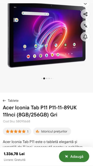 Acer Iconia Tab P11, 11Inci 2K, 90Hz (8GB/256GB)sigilata, OCAZIE