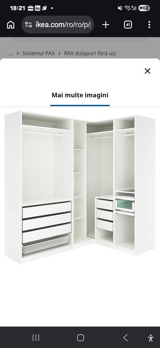 Dressing modular Pax alb Ikea jumatate pret