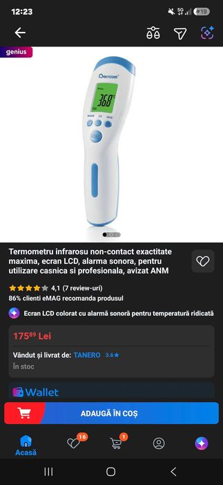 Termometru cu infraroșu fără contact Berrcom