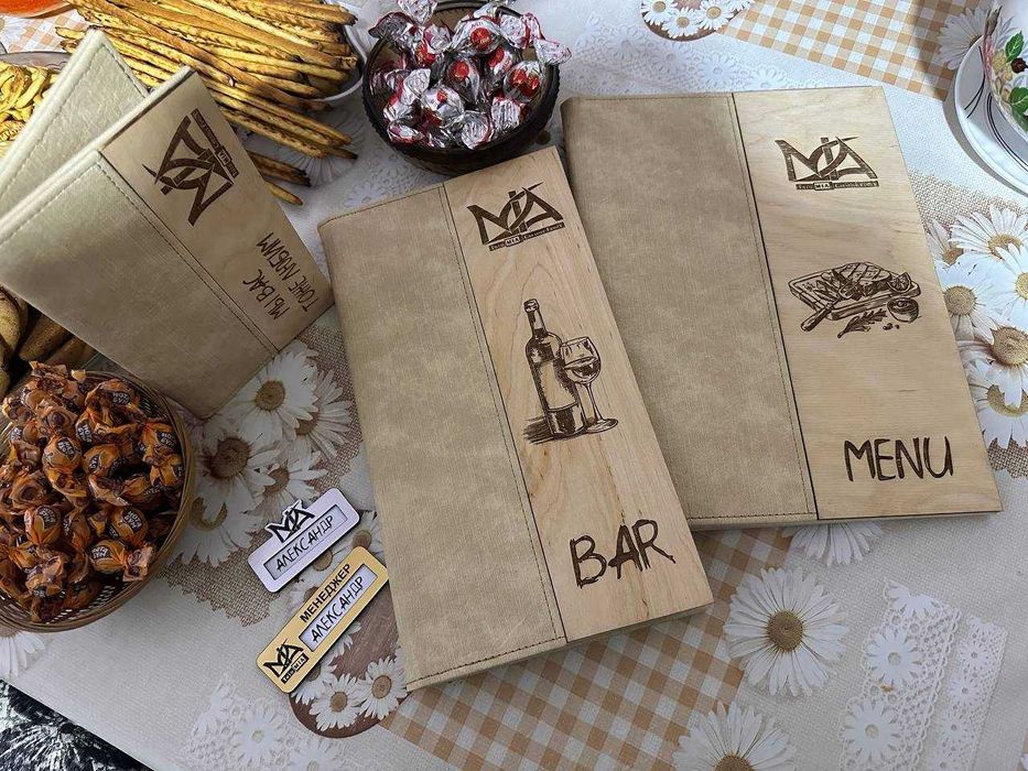 Меню, Чек книжки, Папки на подпись, Бейджики