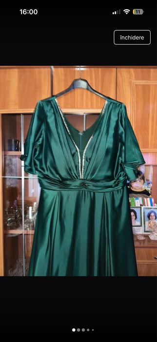 Rochie de ocazie verde smarald din satin