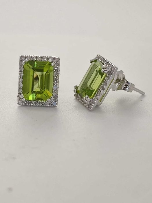 Cercei 14k cu peridot si diamante okazie!