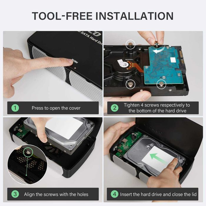 "FIDECO" Док станция  поддерживает диски SSD/ SATA 2,5/3,5 до 18 ТБ.