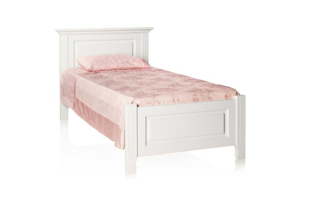 Pat din lemn masiv Constanta, alb, 90x200 cm