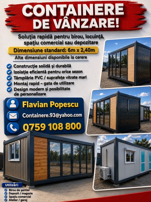 Producător Containere Modulare tip birou vitrina sanitare Magazine locuit garaj