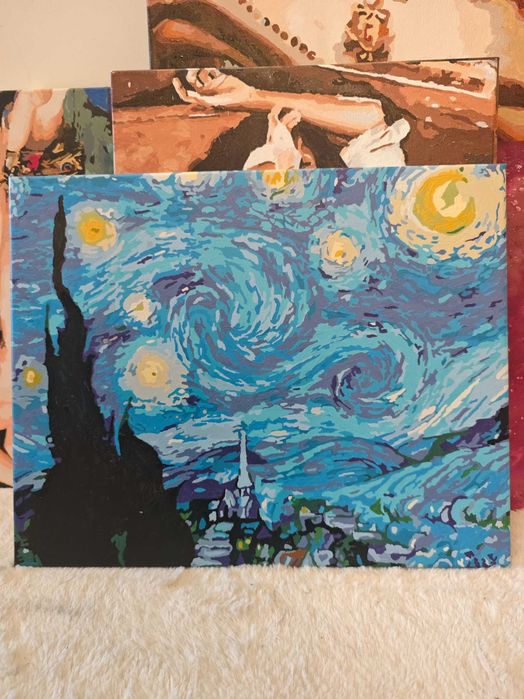 Colecție tablouri pictate manual - originale + reproduceri Van Gogh, Mucha, Ingres