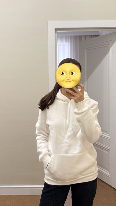 Белый худи на флисе