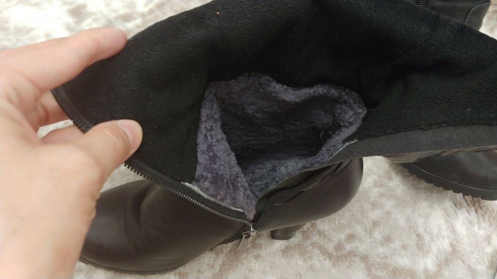 Женские кожаные длинные сапоги