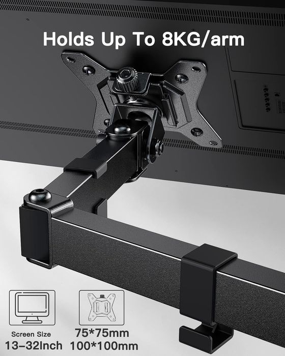 Свободно стояща регулируема стойка за бюро за 2 монитора, ErGear