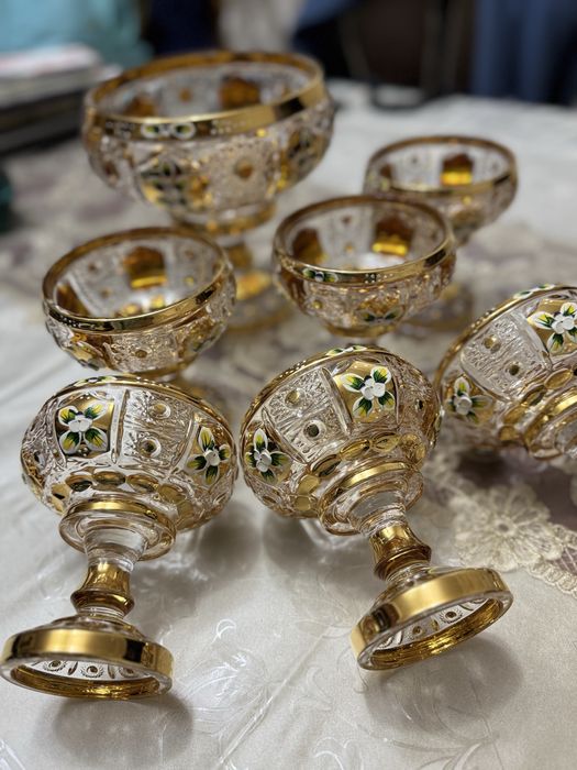 Богемская посуда конфетница и 6 для сухофруктов