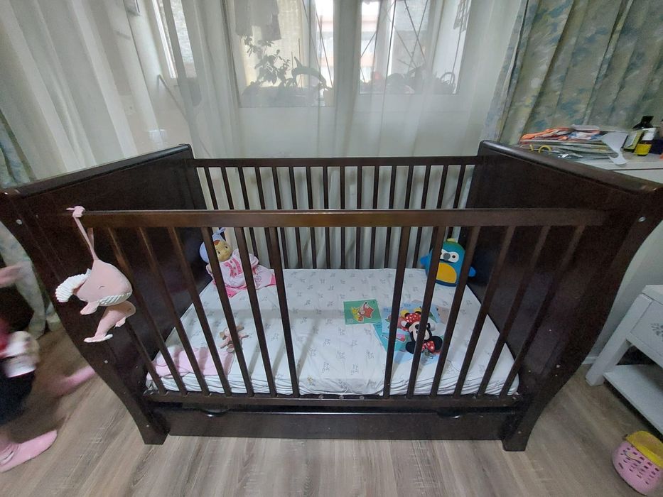 Pat patut copii bebelus lemn masiv + saltea cocos noua cadou