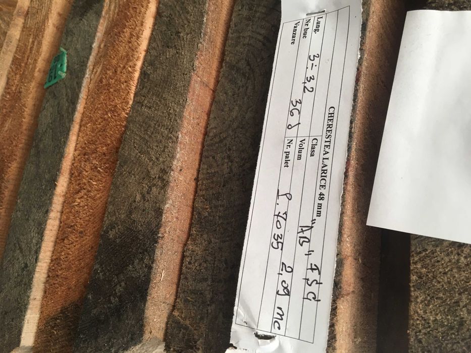 Cherestea larice uscata netivita- 25 mm grosime, cantitate 3.1 mc