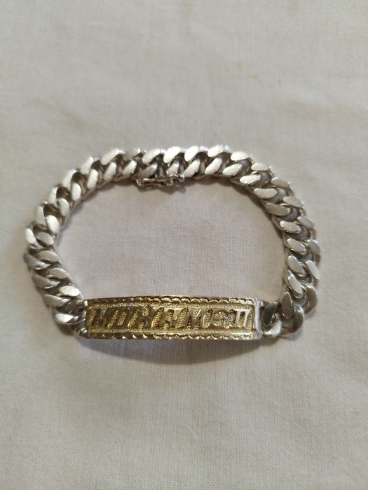 Мъжка сребърна гривна с 18 карата обков