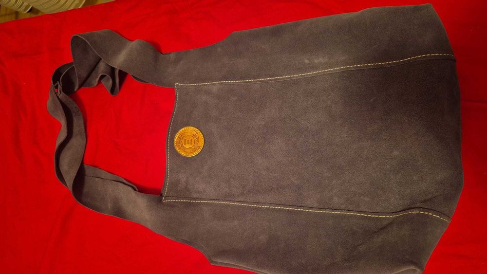 Geantă damă din piele întoarsă – Italia, culoare gri