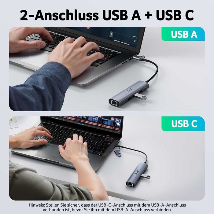 Acer USB-C/USB-A хъб с Gigabit Ethernet и 3 USB порта