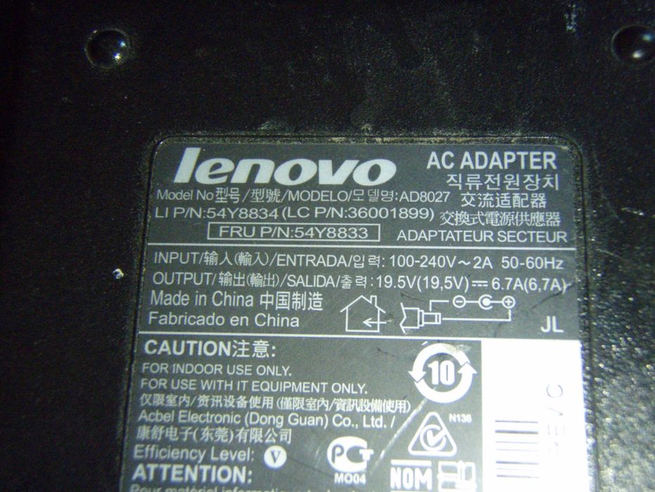 Incarcator Lenovo 130W 19.5V cu 6.7A, mufa rotunda galbena cu gaura