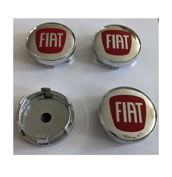 Комплект 4 броя 60мм централни капачки за джанти FIAT червено хром
