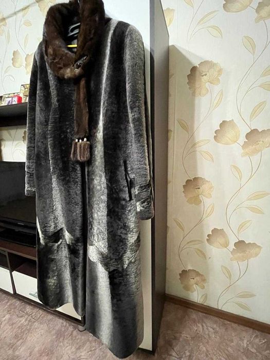 Шуба мутон с норкой 50-52