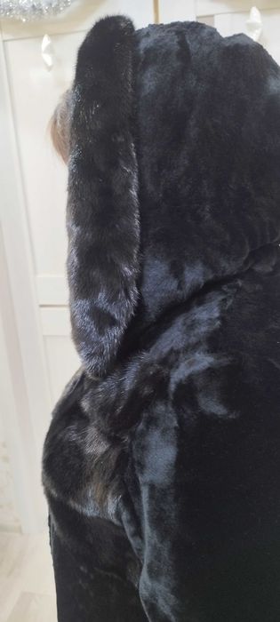 Шуба мутон, со вставками норки