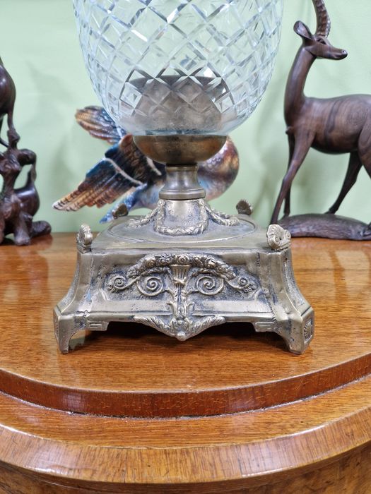 Уникална голяма кристална купа ваза свещник