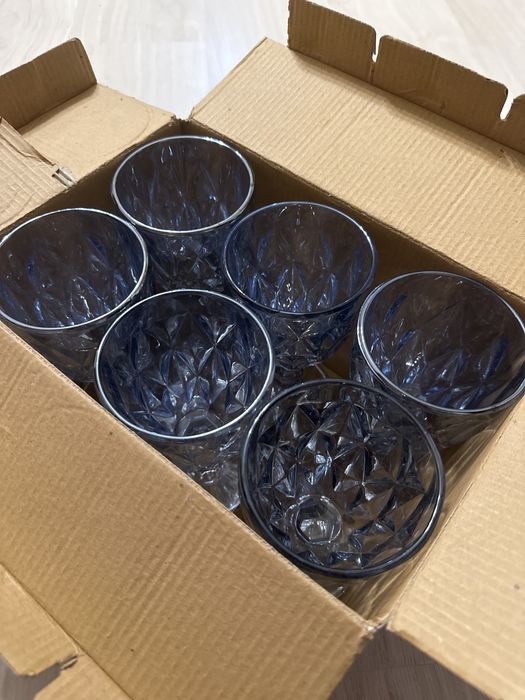 Набор стаканов 6 шт, красивого голубого цвета