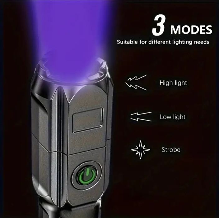 UV фенер 395nm USB презареждане