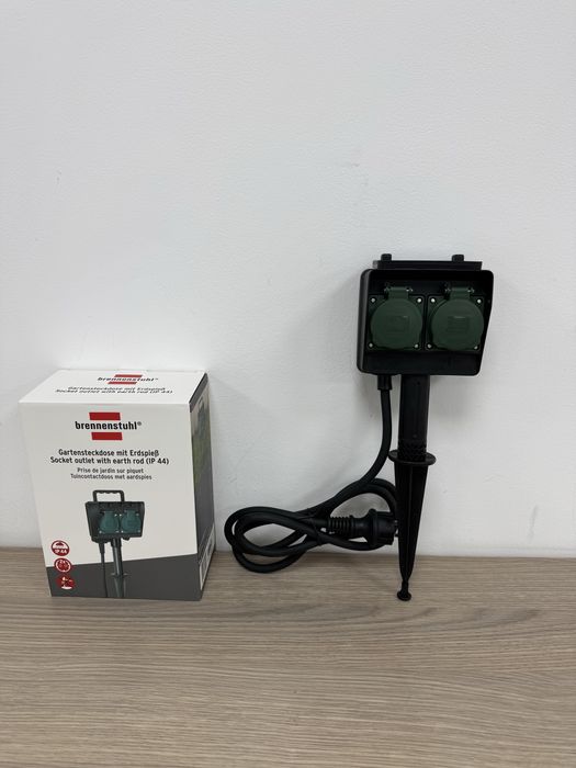 Priză de grădină Brennenstuhl cu țăruș, 2 prize, IP44