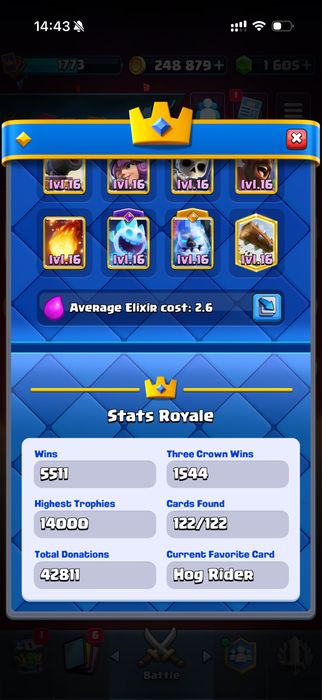 Продаю аккаунт clash royale играл 9 лет