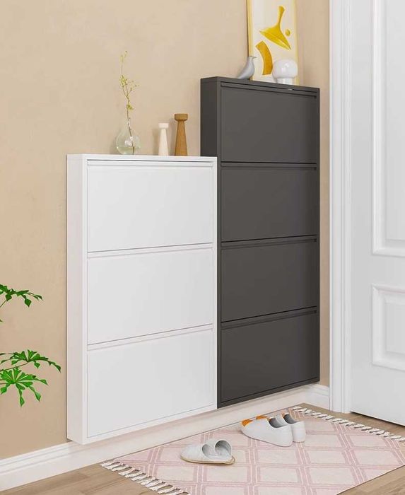 Тонкий обувной шкаф

За дверь — идеально

Всего 15 см

Прочная сталь