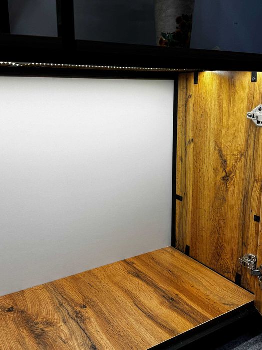 Стильный ЛОФТ МЕТАЛЛИЧЕСКИЙ стеллаж с полками под дерево ОФИС/ДОМ